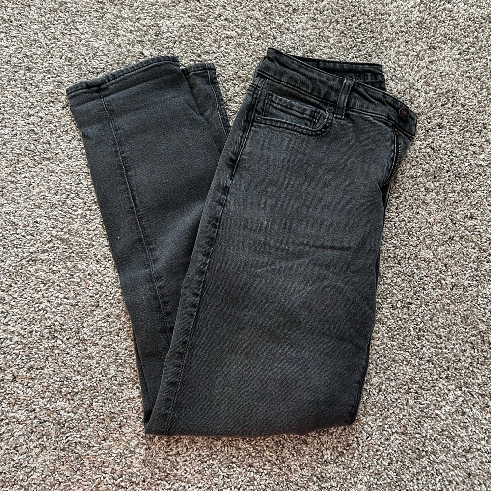 American Eagle Black High Waisted Stretch Mom Jeans